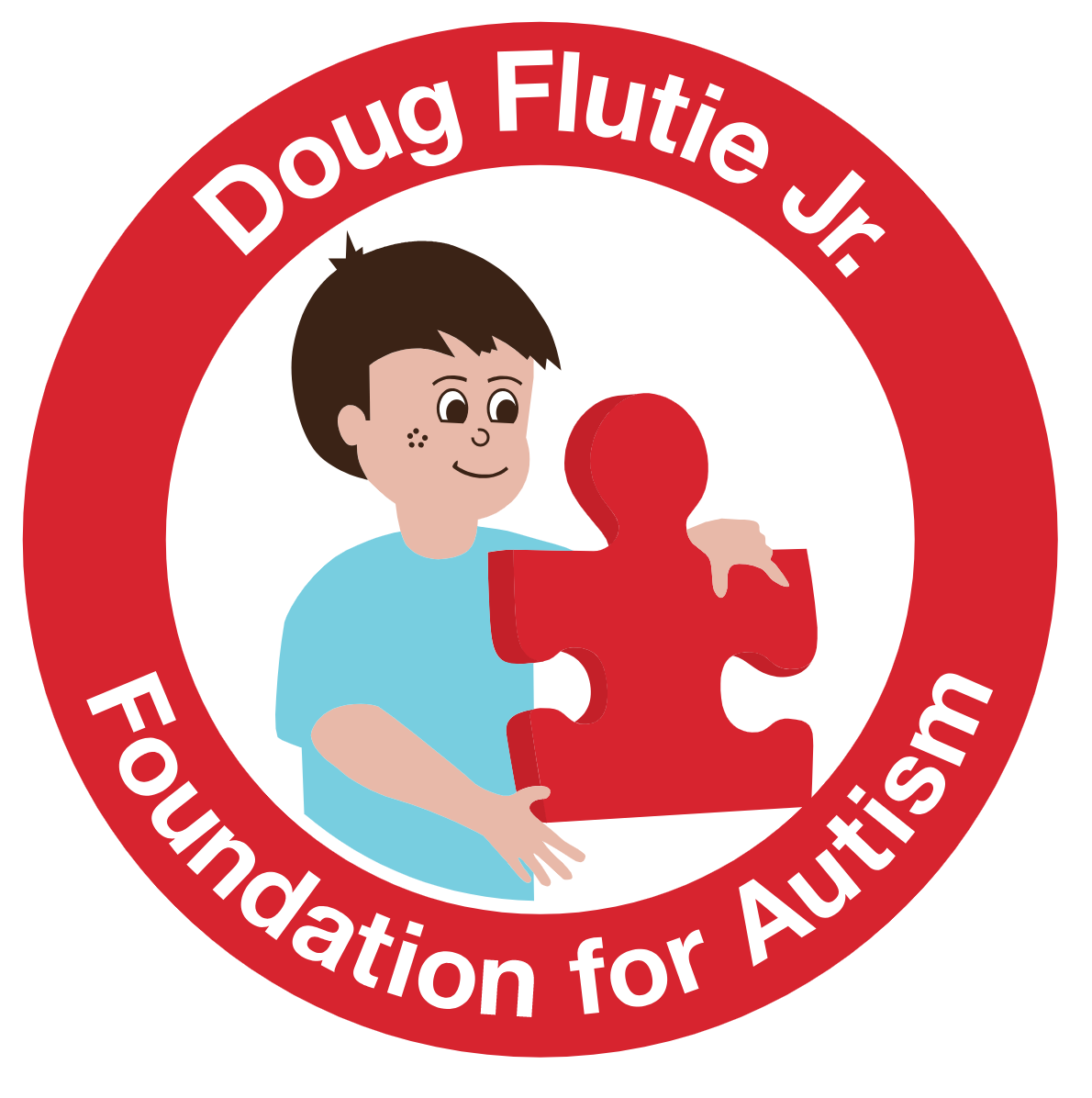 logo for the foundation featuring a little boy holding a puzzle piece